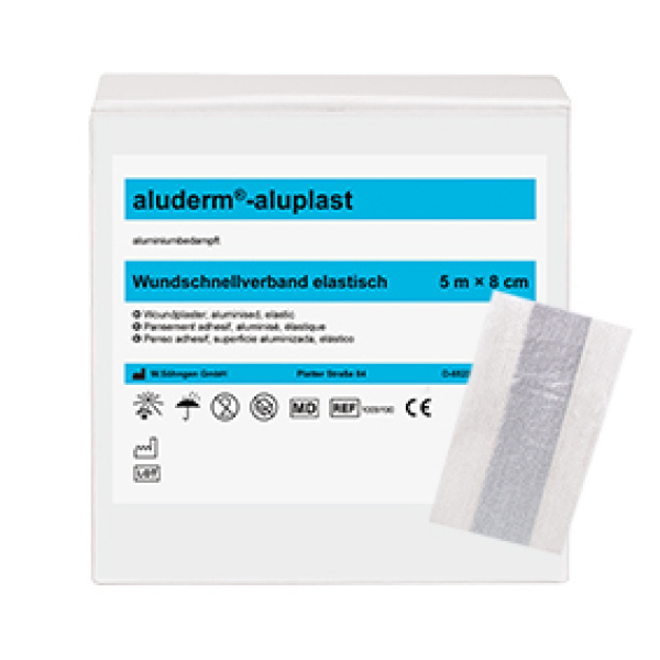 Aluderm®-aluplast plaster 5 m x 8 cm, elastisk