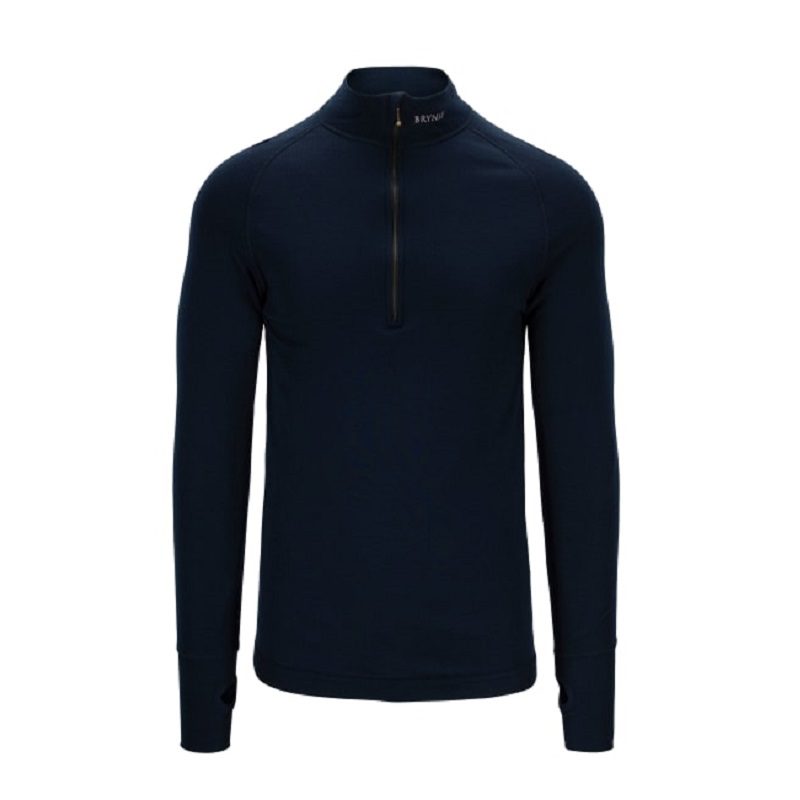 Brynje arctic zip polo 3/4 neck with thumbfingergrip - XXXL, Blå