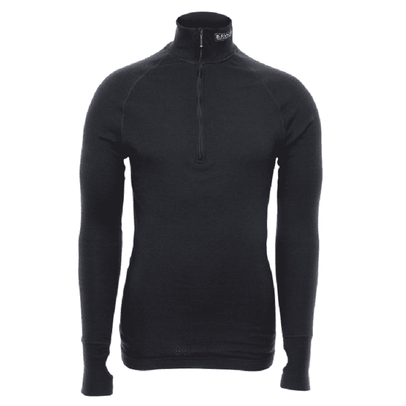 Brynje arctic zip polo 3/4 neck with thumbfingergrip - XXXXL, Svart